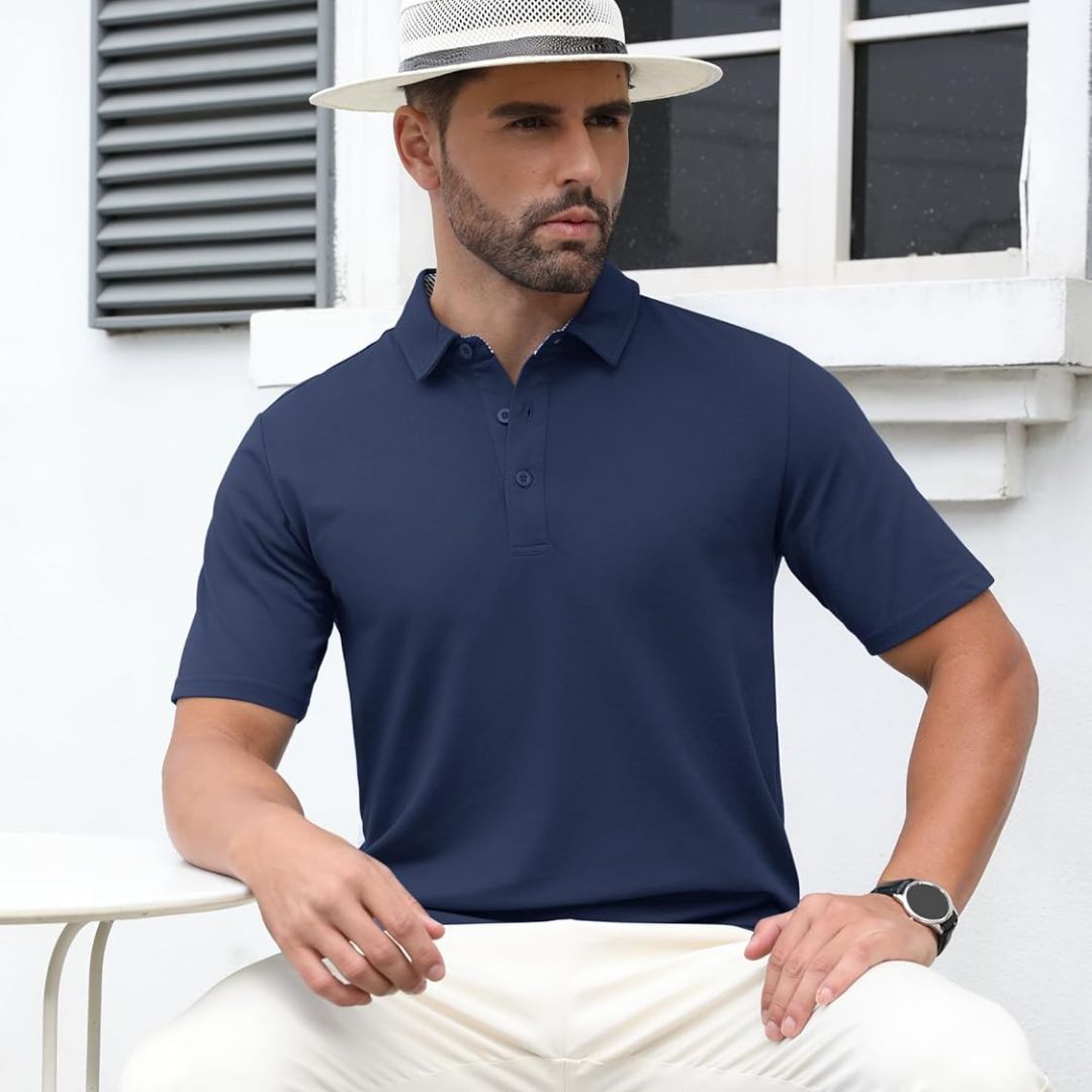 Men's Cotton Pique Short Sleeve Classic Fit Polo Shirt