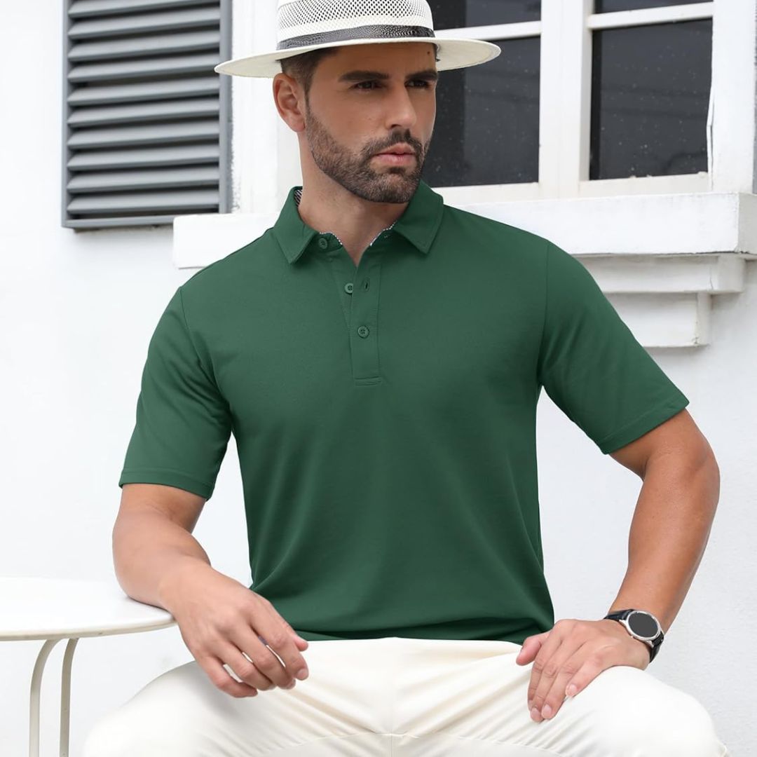 Men's Cotton Pique Short Sleeve Classic Fit Polo Shirt