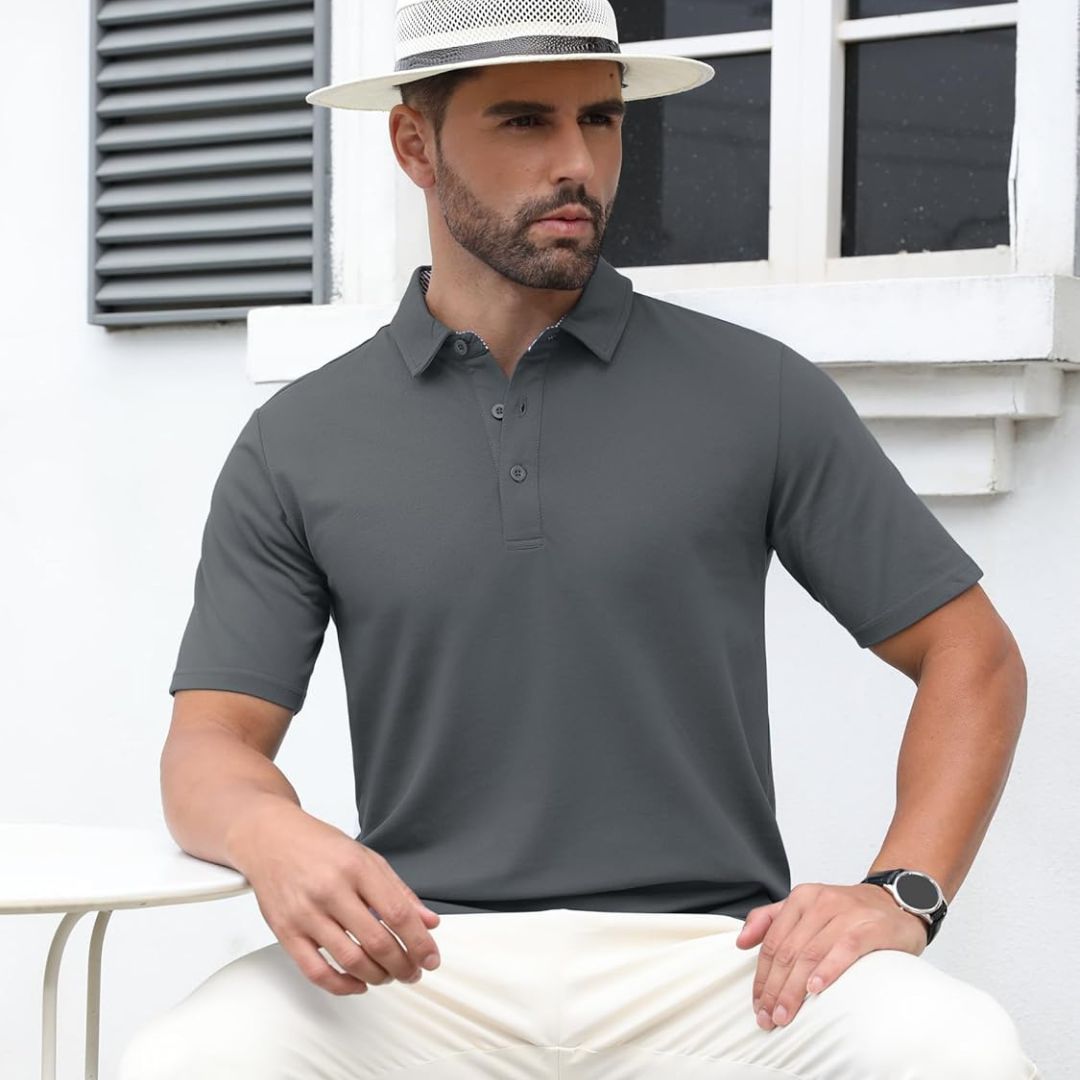 Men's Cotton Pique Short Sleeve Classic Fit Polo Shirt