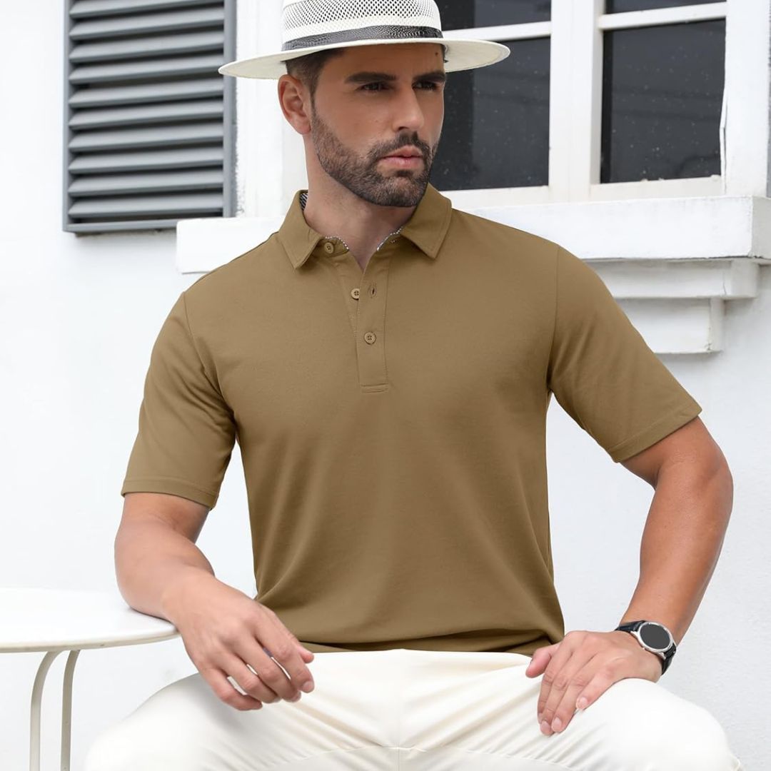 Men's Cotton Pique Short Sleeve Classic Fit Polo Shirt