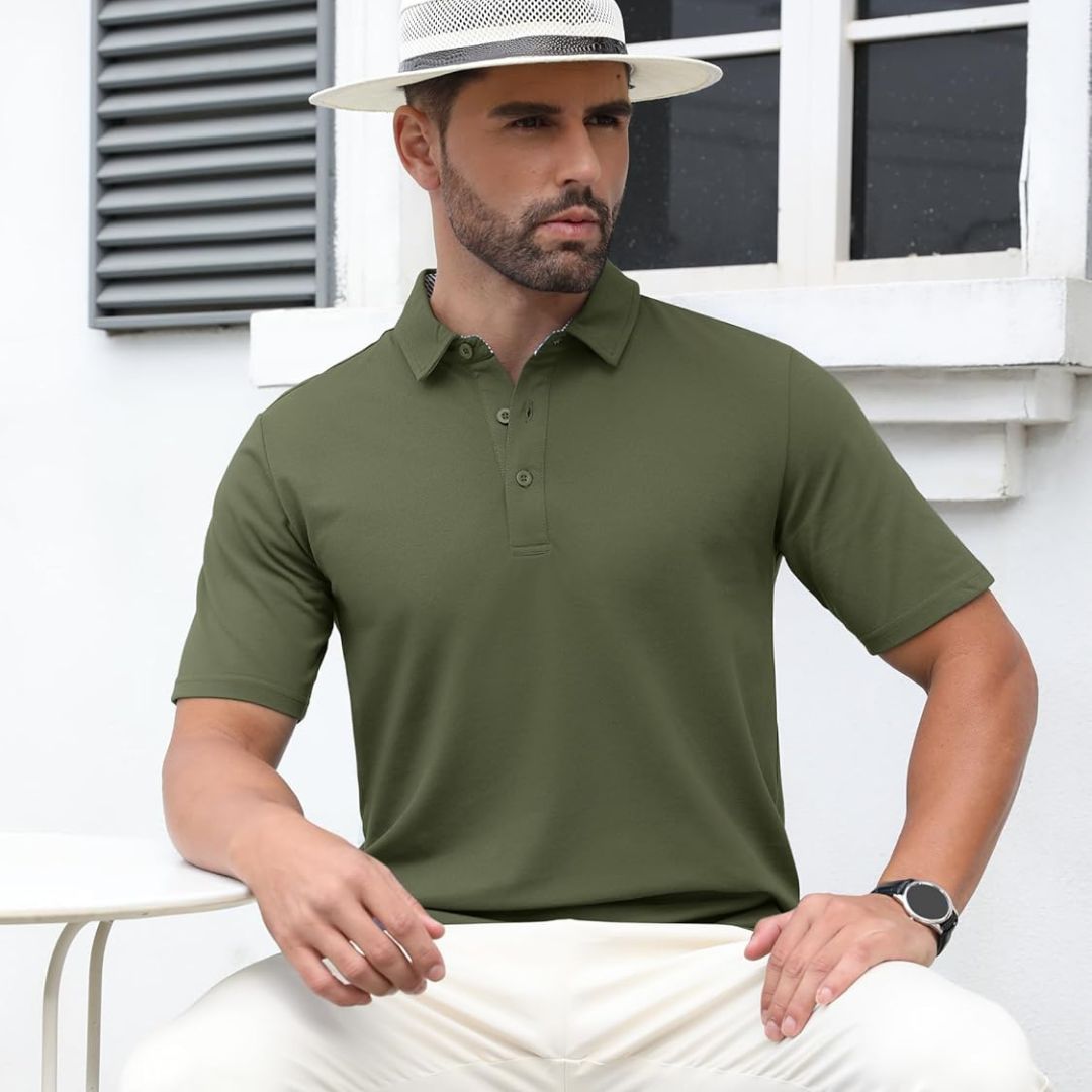 Men's Cotton Pique Short Sleeve Classic Fit Polo Shirt