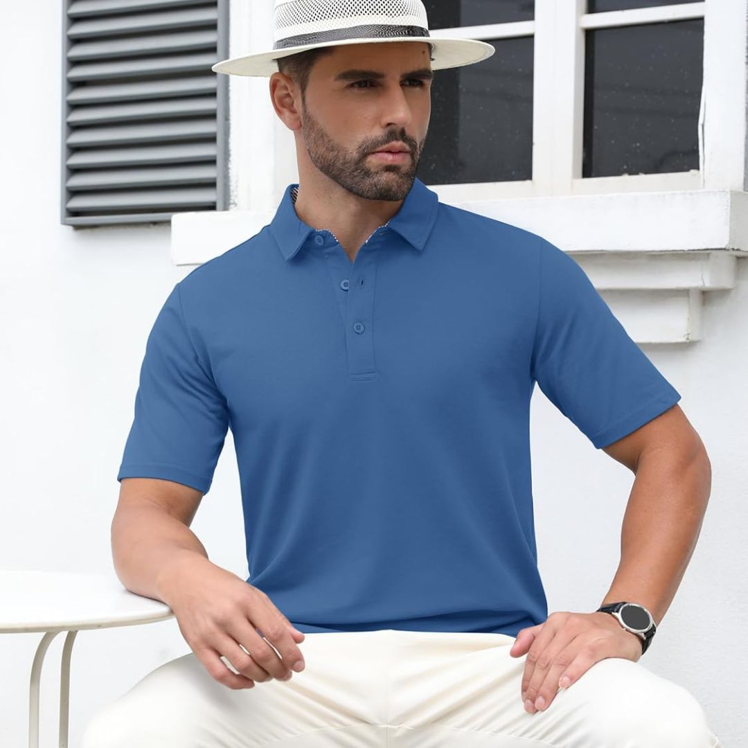 Men's Cotton Pique Short Sleeve Classic Fit Polo Shirt