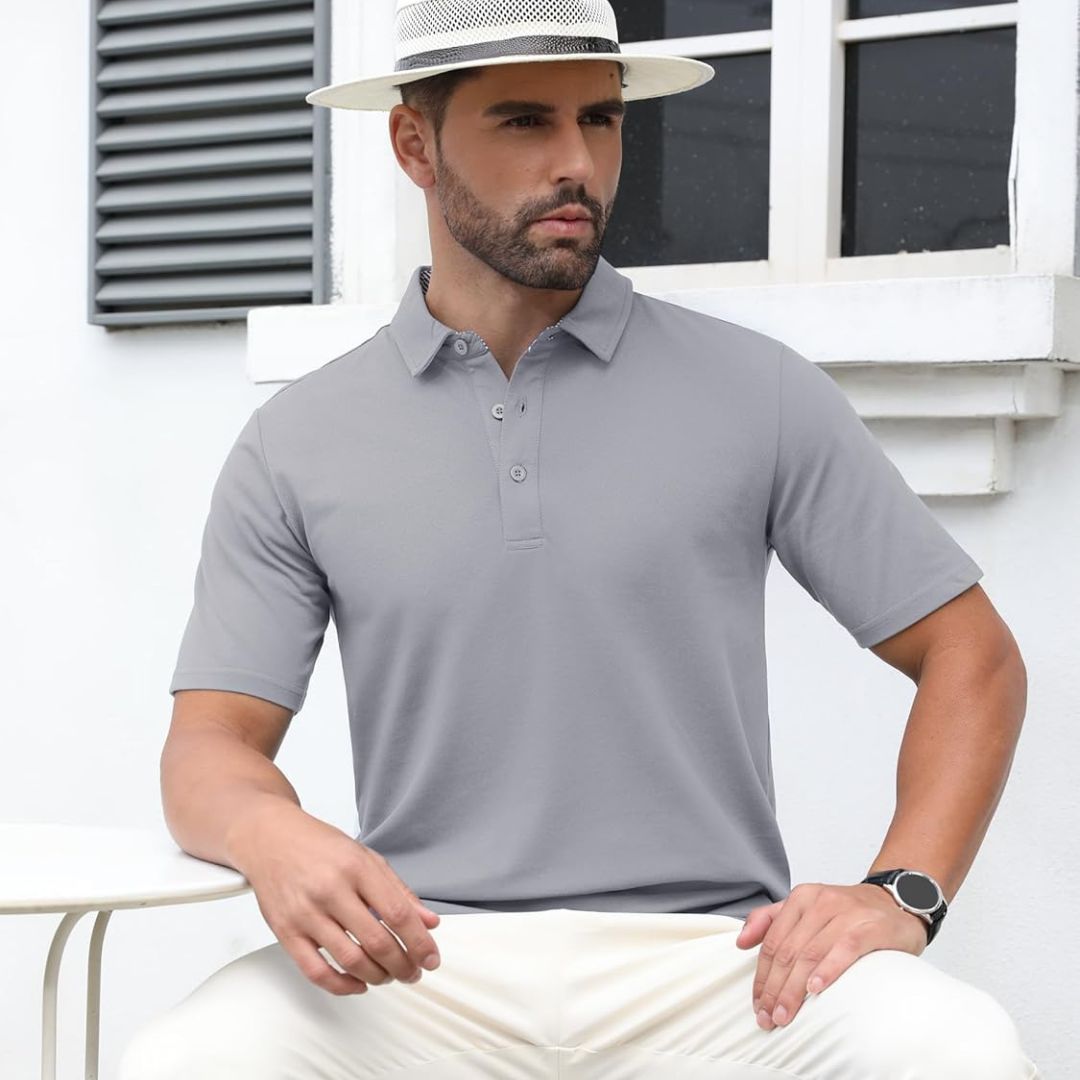 Men's Cotton Pique Short Sleeve Classic Fit Polo Shirt