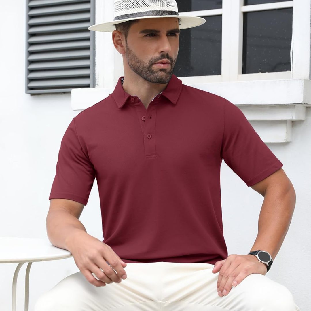 Men's Cotton Pique Short Sleeve Classic Fit Polo Shirt
