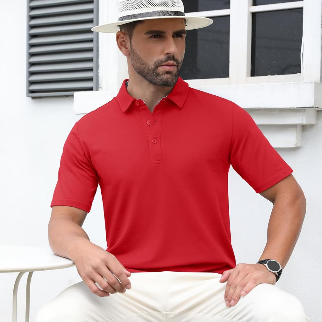 Men's Cotton Pique Short Sleeve Classic Fit Polo Shirt