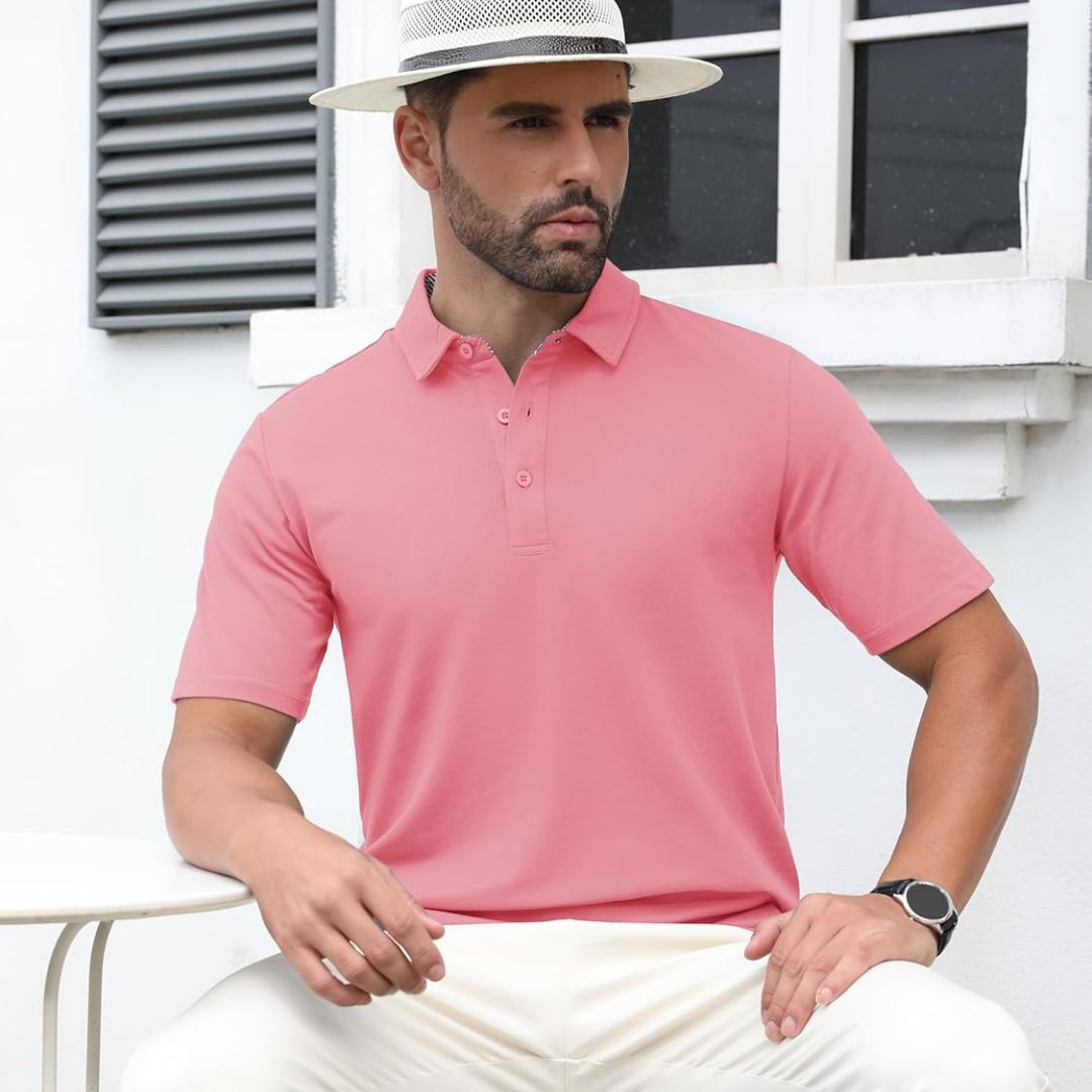 Men's Cotton Pique Short Sleeve Classic Fit Polo Shirt