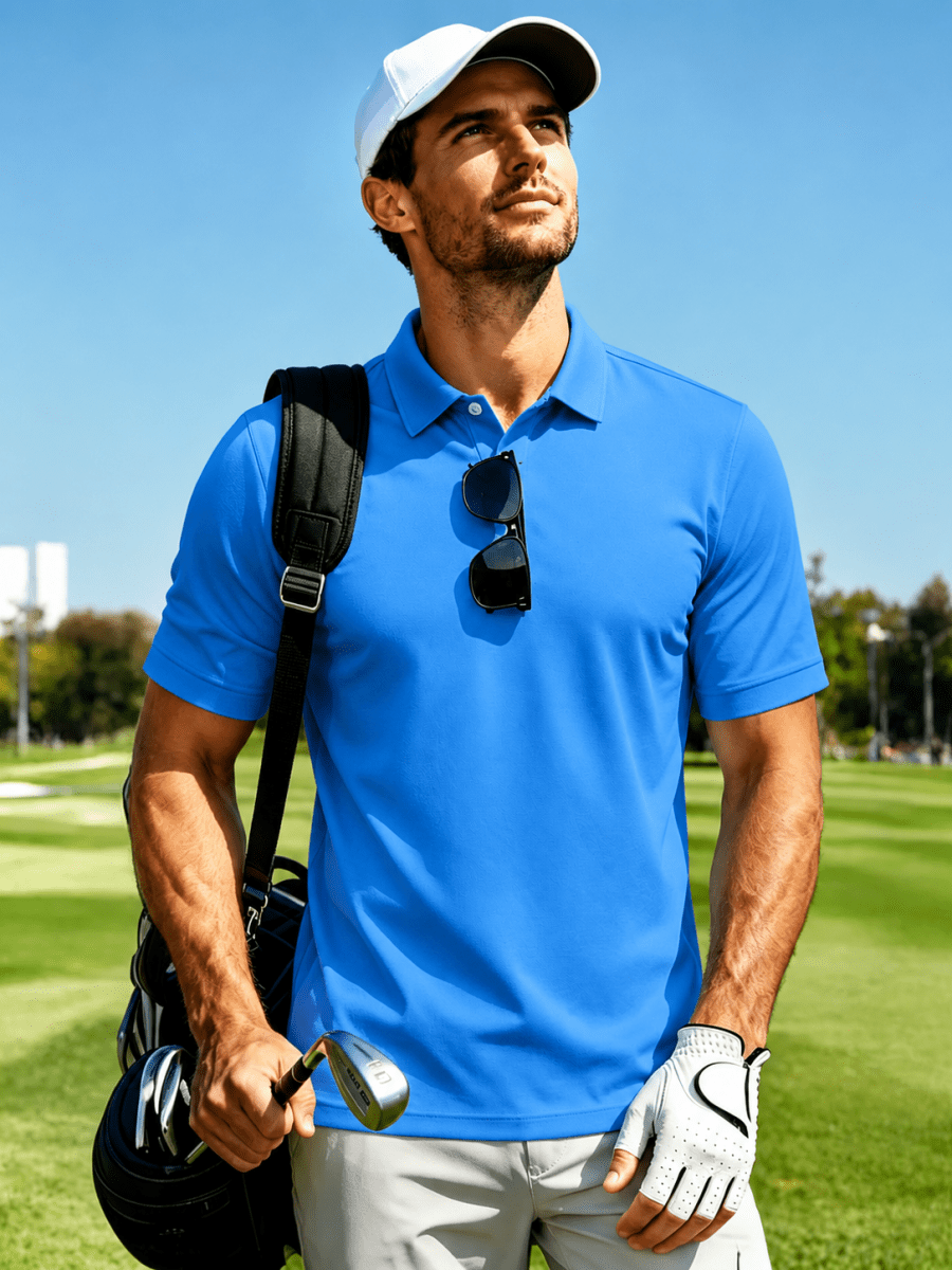 Men's UPF50+ Dry Fit Short Sleeve Performance Golf Polo Work Shirt
