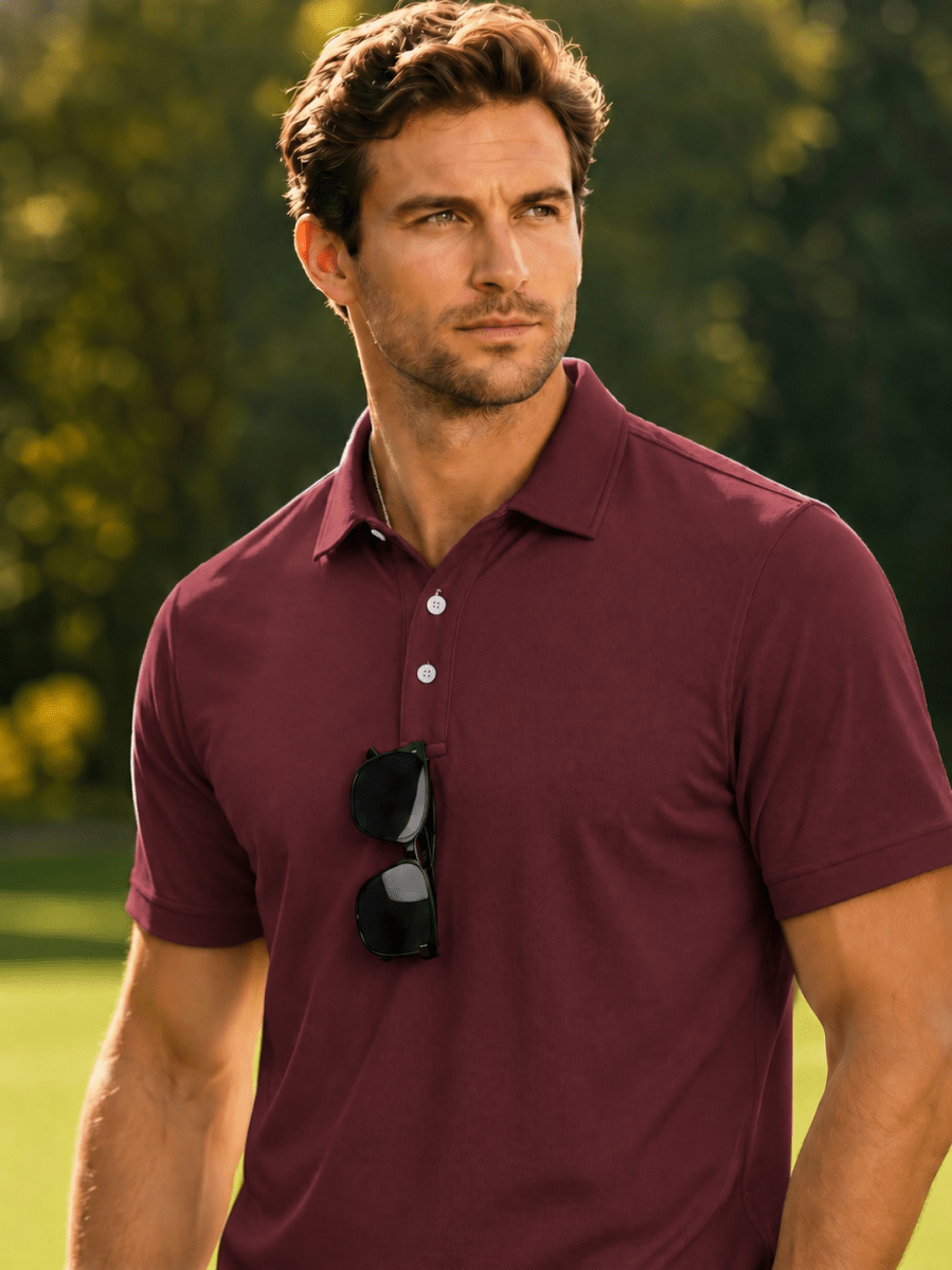 Men's UPF50+ Dry Fit Short Sleeve Performance Golf Polo Work Shirt
