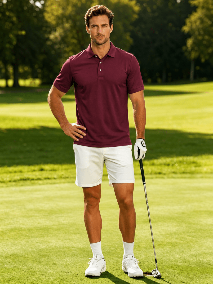 Men's UPF50+ Dry Fit Short Sleeve Performance Golf Polo Work Shirt