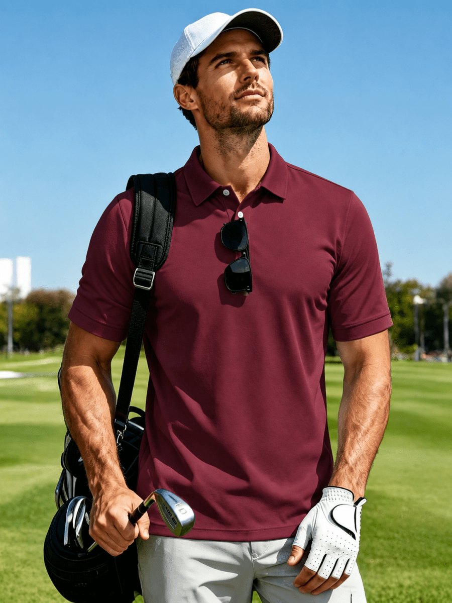 Men's UPF50+ Dry Fit Short Sleeve Performance Golf Polo Work Shirt