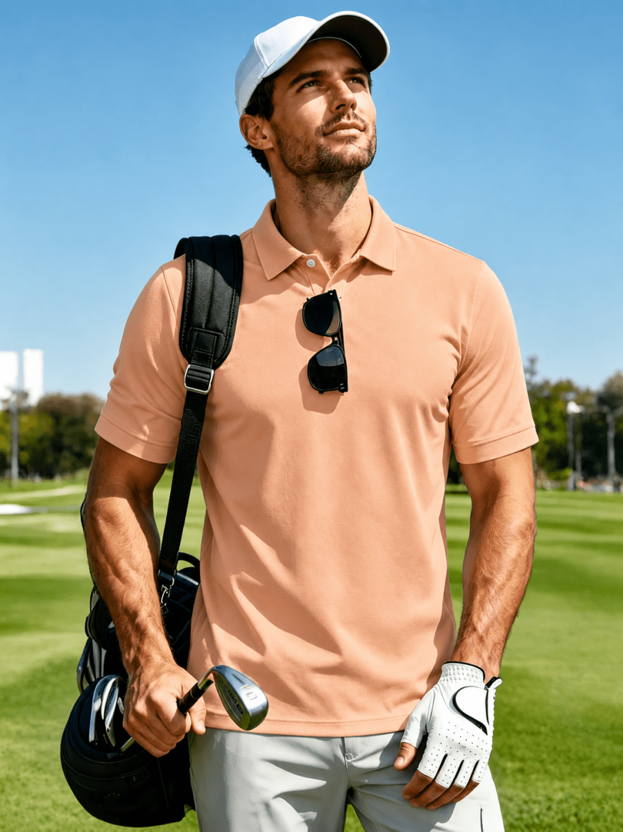 Men's UPF50+ Dry Fit Short Sleeve Performance Golf Polo Work Shirt