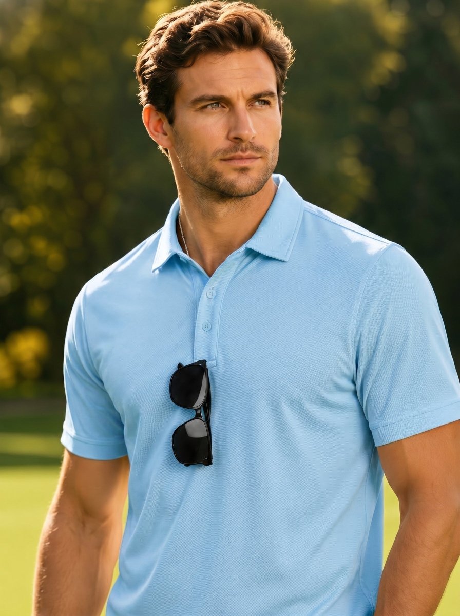 Men's UPF50+ Dry Fit Short Sleeve Performance Golf Polo Work Shirt