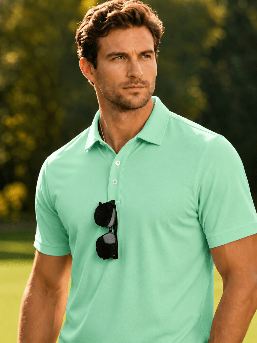 Men's UPF50+ Dry Fit Short Sleeve Performance Golf Polo Work Shirt