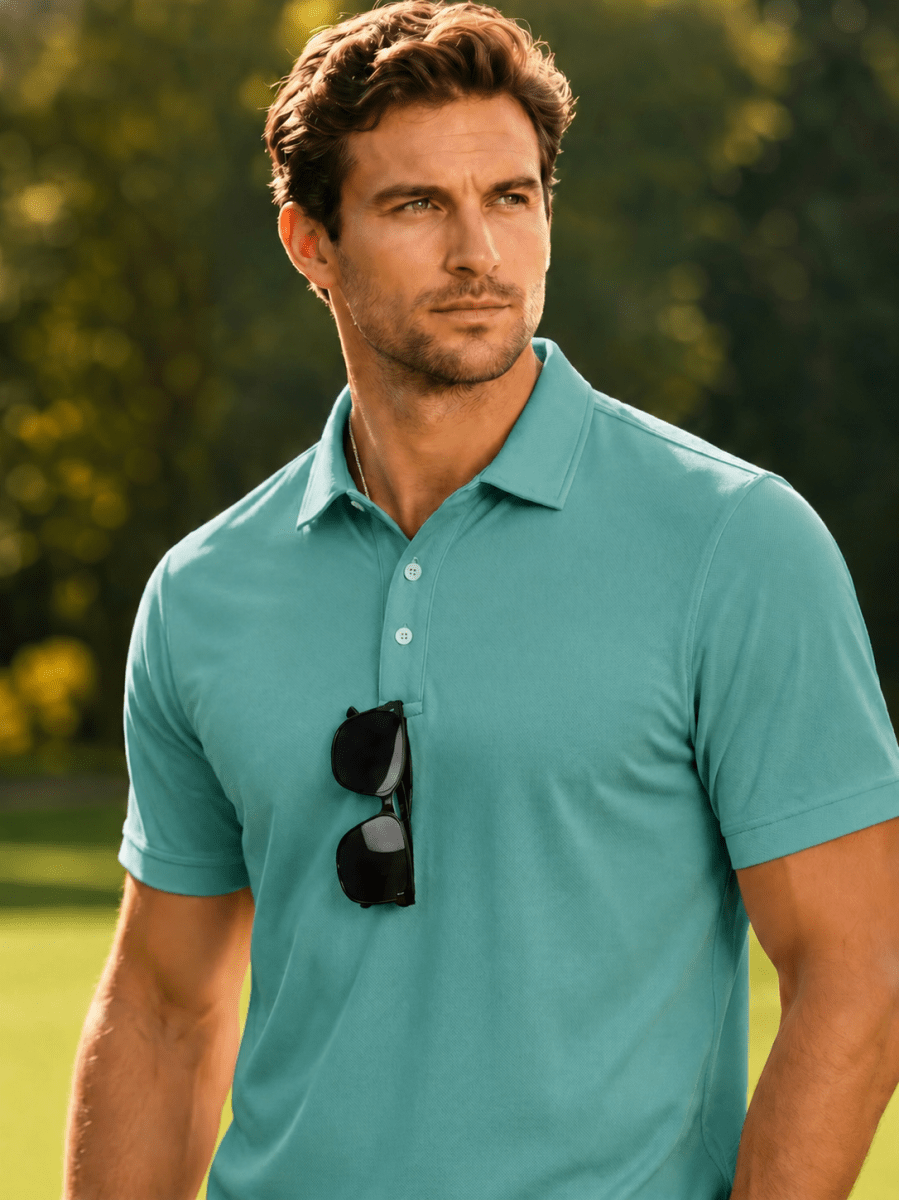Men's UPF50+ Dry Fit Short Sleeve Performance Golf Polo Work Shirt