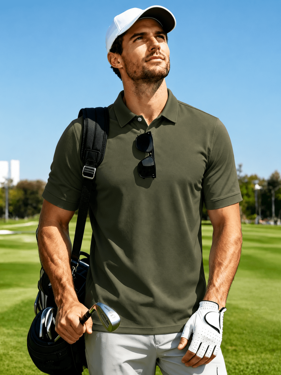 Men's UPF50+ Dry Fit Short Sleeve Performance Golf Polo Work Shirt