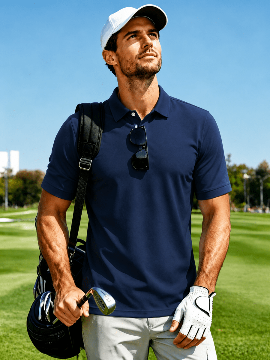 Men's UPF50+ Dry Fit Short Sleeve Performance Golf Polo Work Shirt