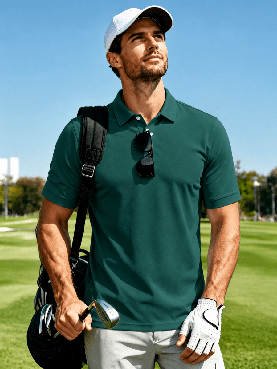 Men's UPF50+ Dry Fit Short Sleeve Performance Golf Polo Work Shirt
