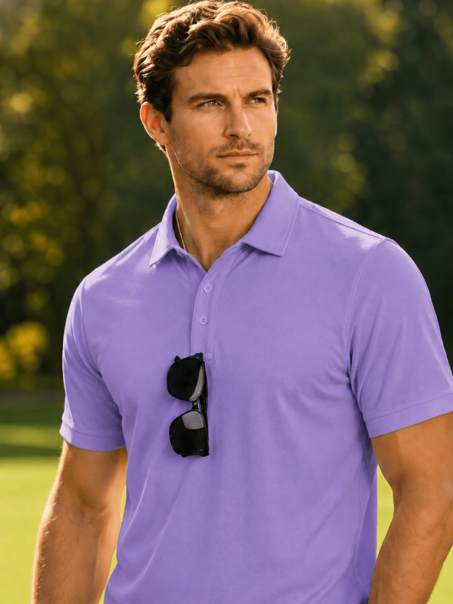 Men's UPF50+ Dry Fit Short Sleeve Performance Golf Polo Work Shirt