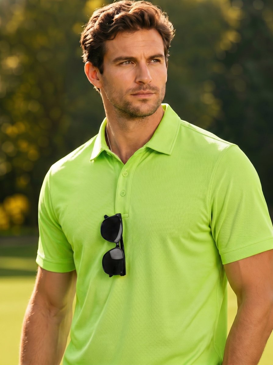 Men's UPF50+ Dry Fit Short Sleeve Performance Golf Polo Work Shirt