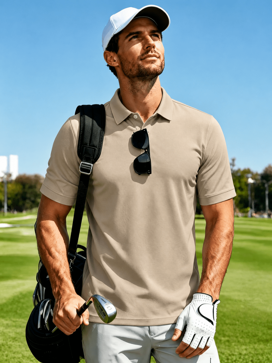 Men's UPF50+ Dry Fit Short Sleeve Performance Golf Polo Work Shirt