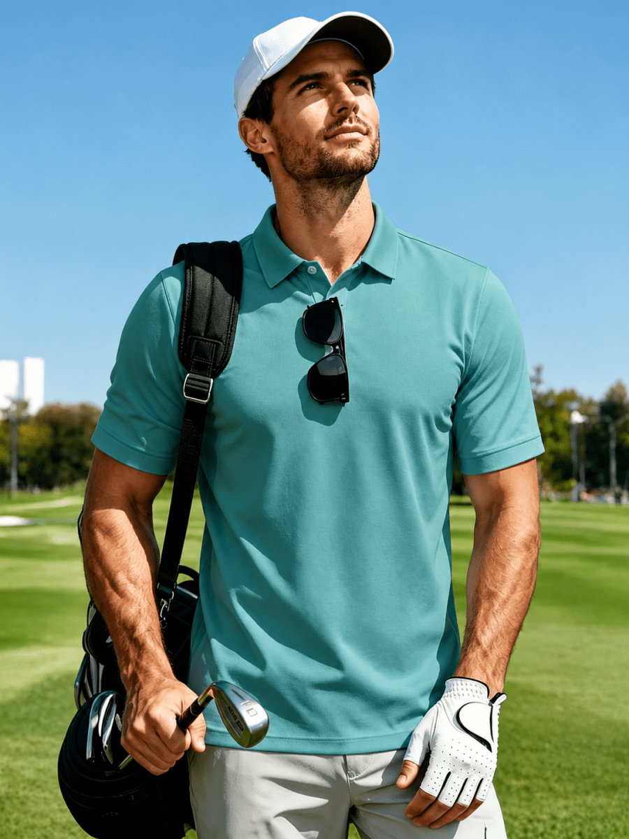 Men's UPF50+ Dry Fit Short Sleeve Performance Golf Polo Work Shirt