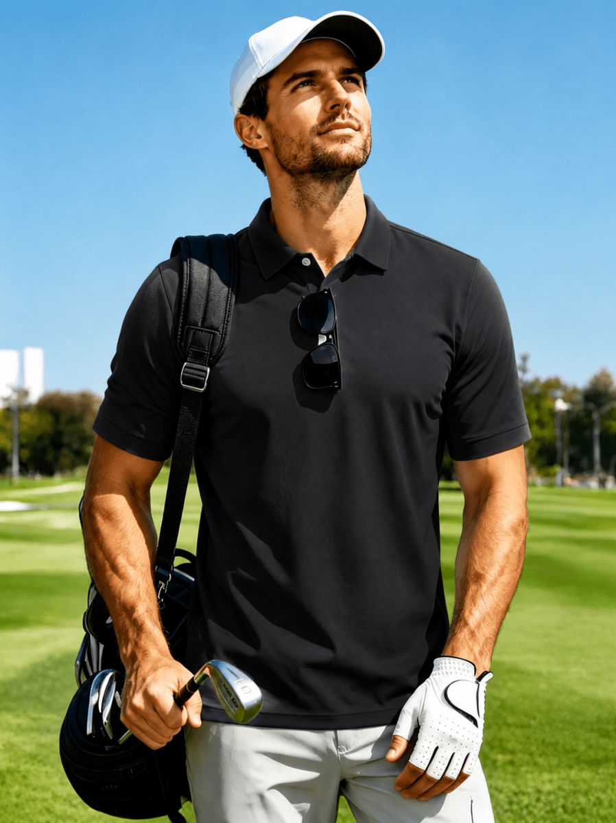 Men's UPF50+ Dry Fit Short Sleeve Performance Golf Polo Work Shirt