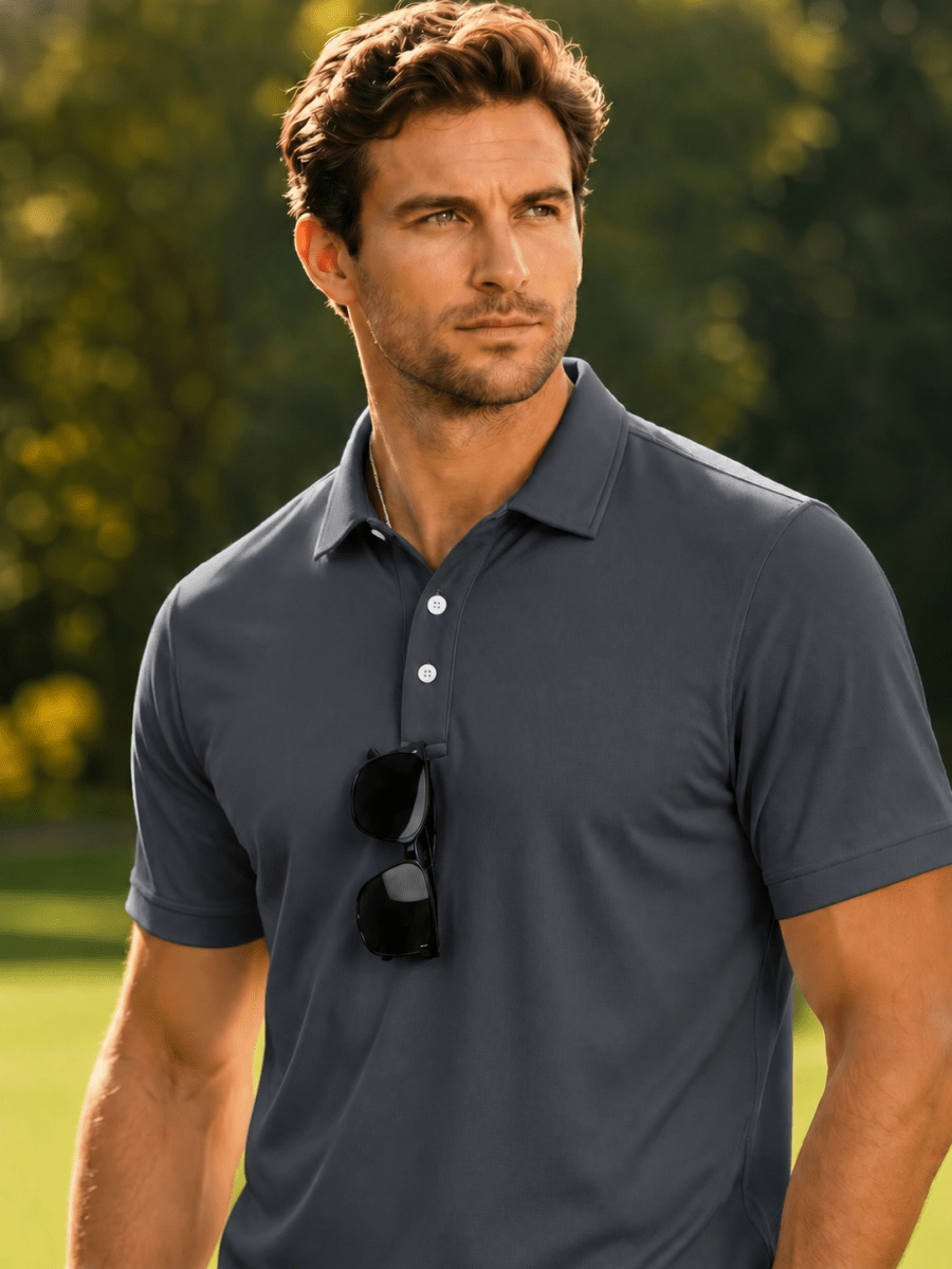 Men's UPF50+ Dry Fit Short Sleeve Performance Golf Polo Work Shirt