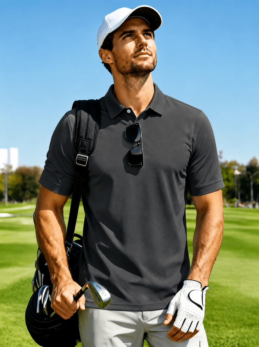 Men's UPF50+ Dry Fit Short Sleeve Performance Golf Polo Work Shirt