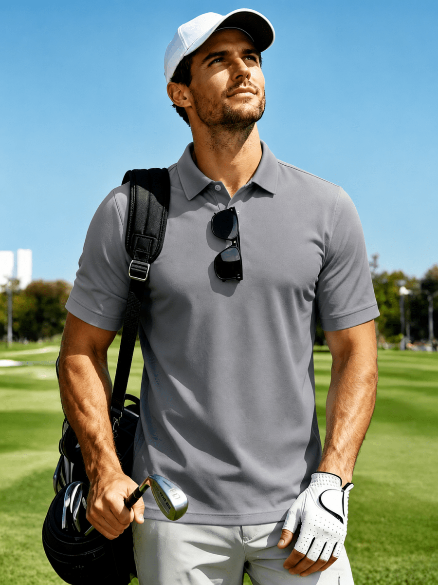 Men's UPF50+ Dry Fit Short Sleeve Performance Golf Polo Work Shirt