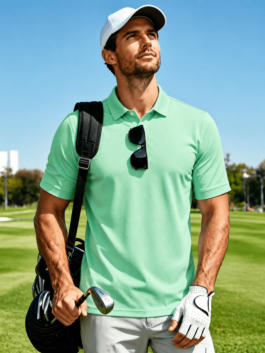 Men's UPF50+ Dry Fit Short Sleeve Performance Golf Polo Work Shirt