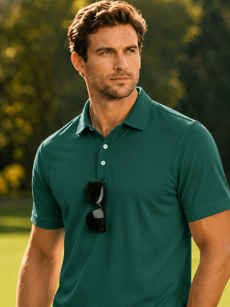 Men's UPF50+ Dry Fit Short Sleeve Performance Golf Polo Work Shirt