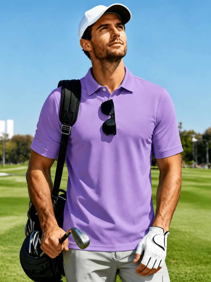 Men's UPF50+ Dry Fit Short Sleeve Performance Golf Polo Work Shirt