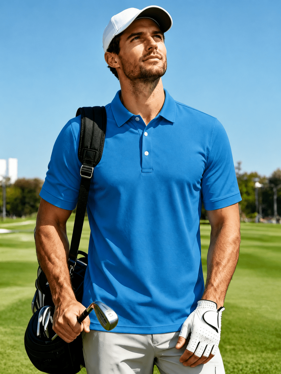 Men's UPF50+ Dry Fit Short Sleeve Performance Golf Polo Work Shirt