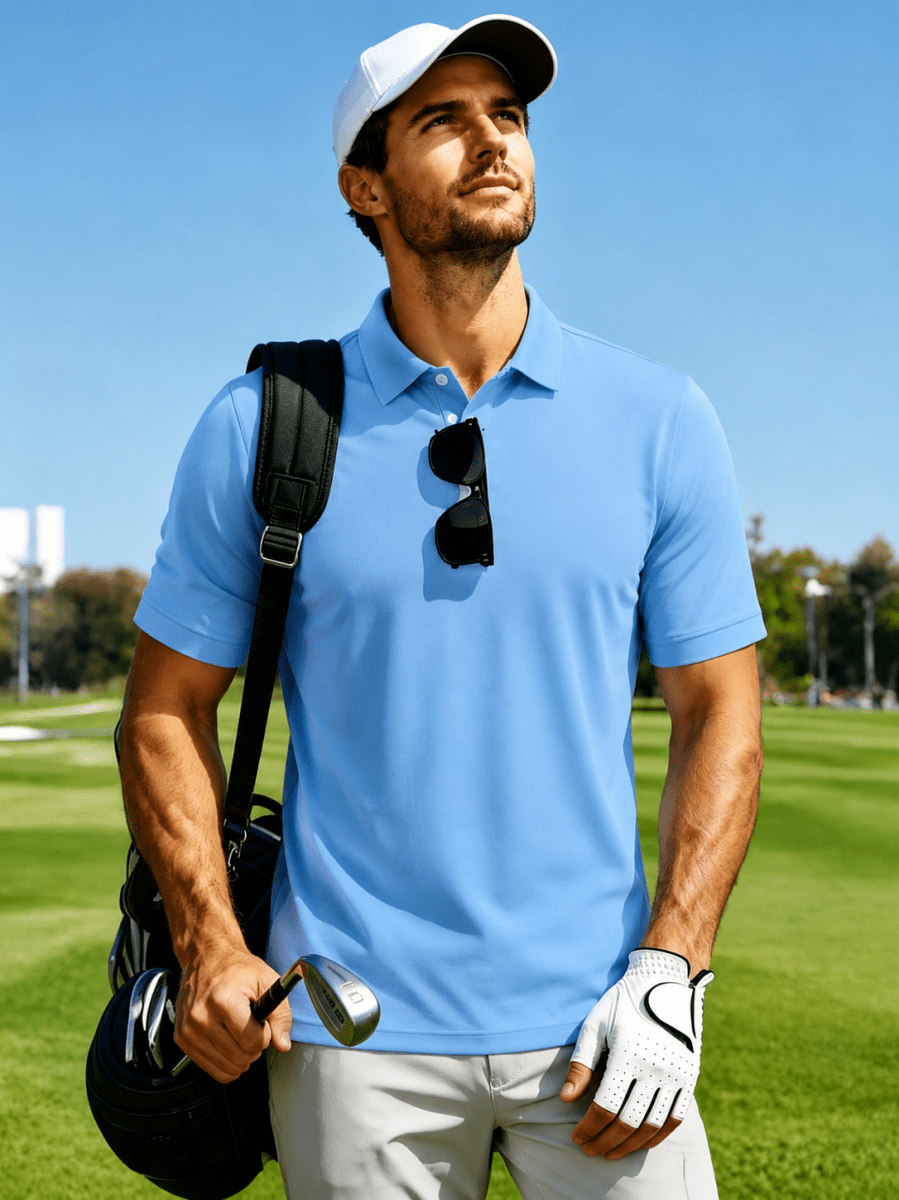 Men's UPF50+ Dry Fit Short Sleeve Performance Golf Polo Work Shirt