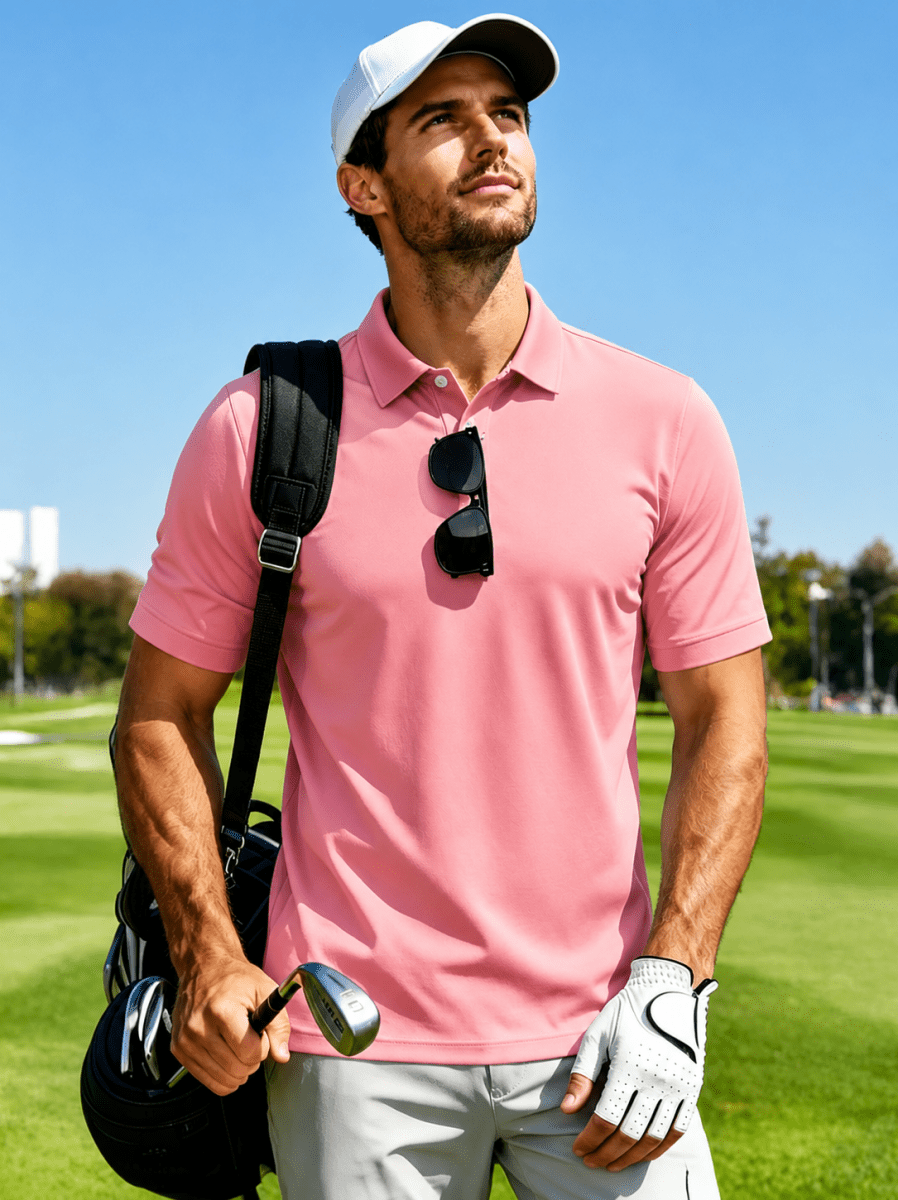 Men's UPF50+ Dry Fit Short Sleeve Performance Golf Polo Work Shirt