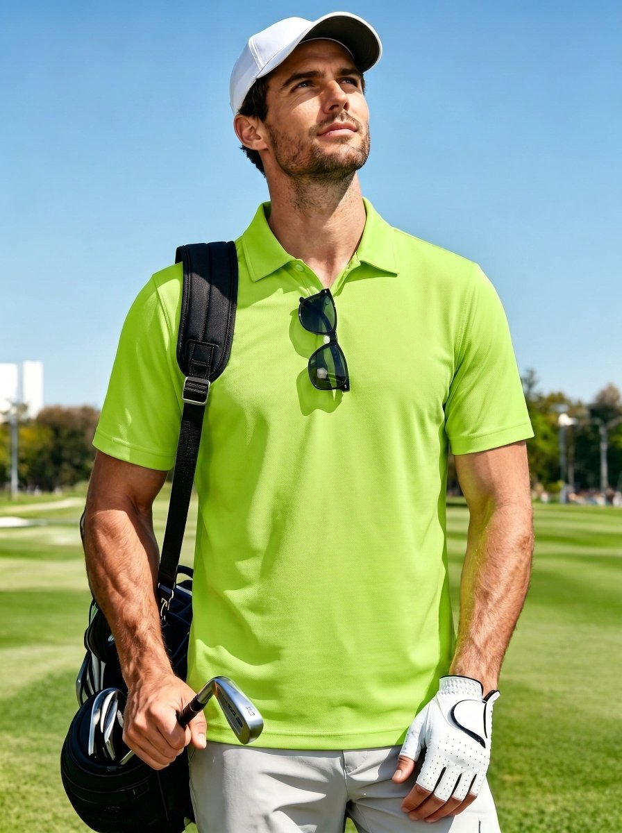 Men's UPF50+ Dry Fit Short Sleeve Performance Golf Polo Work Shirt