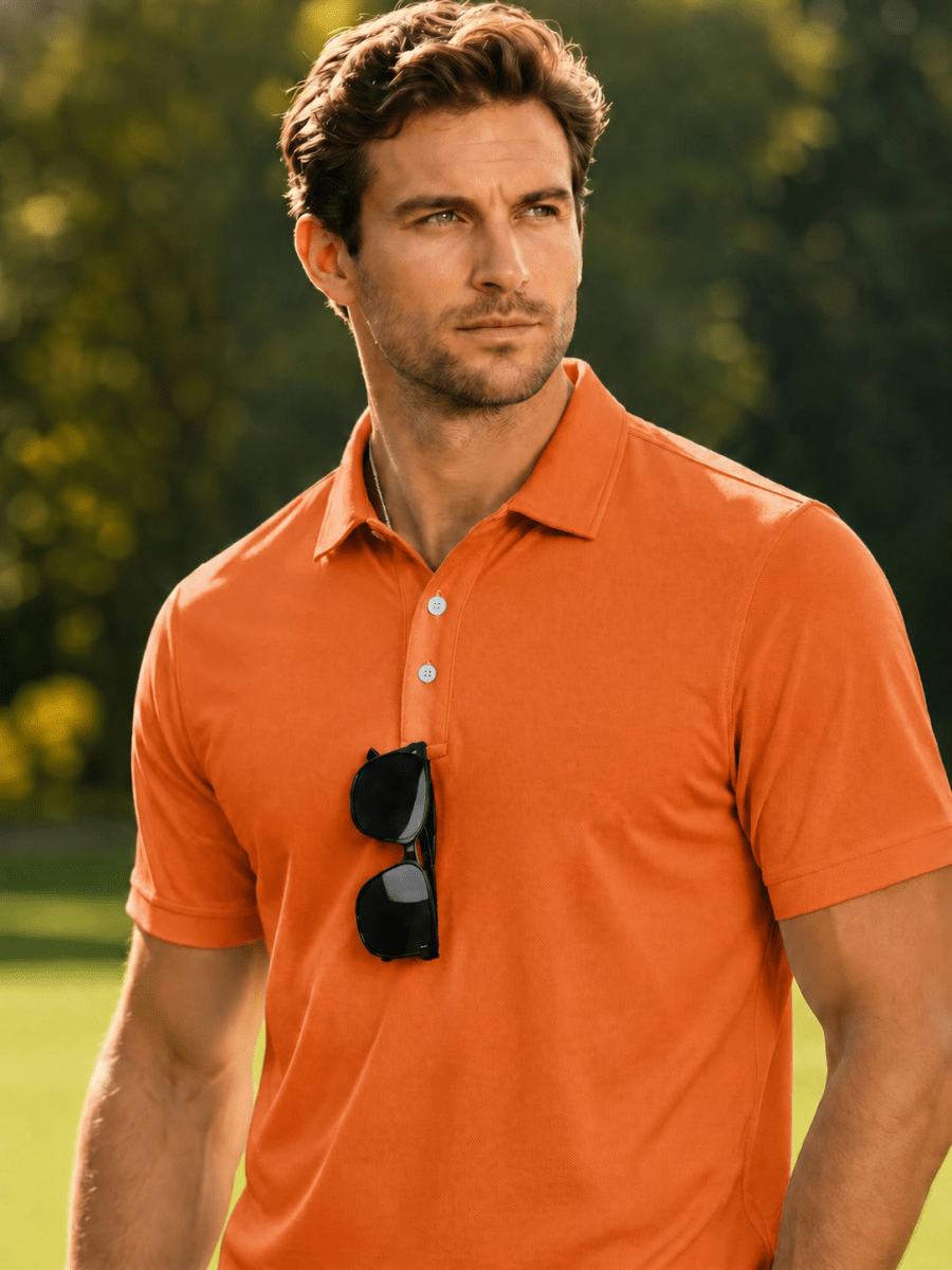 Men's UPF50+ Dry Fit Short Sleeve Performance Golf Polo Work Shirt