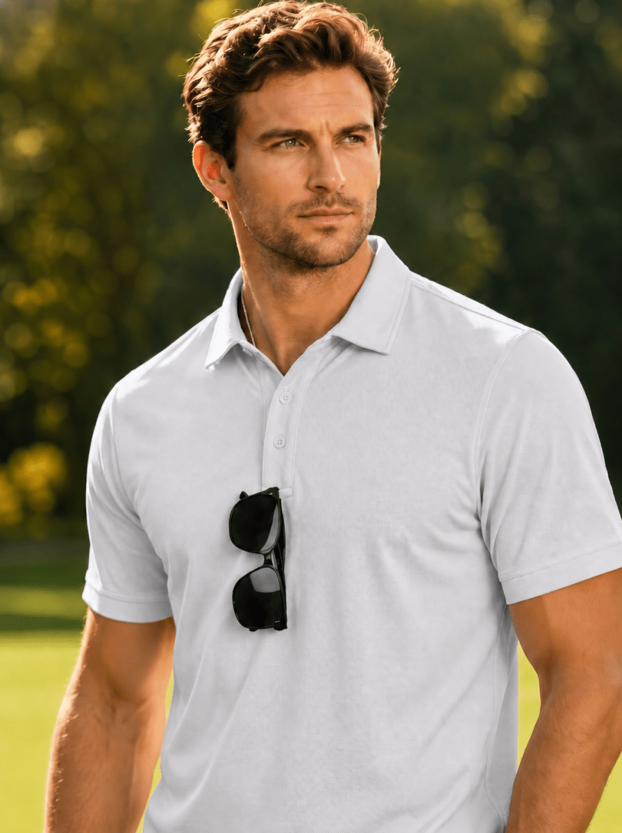 Men's UPF50+ Dry Fit Short Sleeve Performance Golf Polo Work Shirt