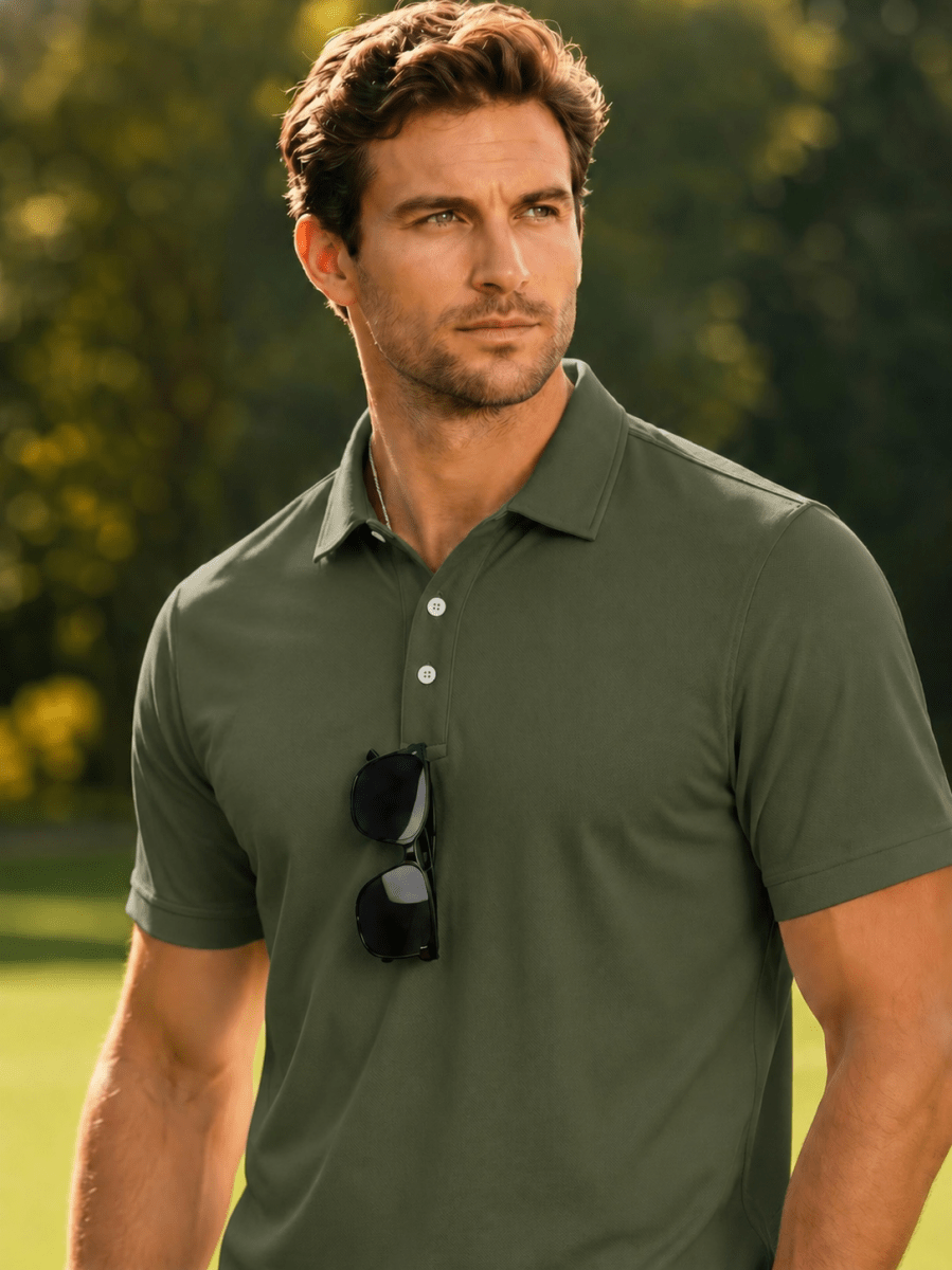 Men's UPF50+ Dry Fit Short Sleeve Performance Golf Polo Work Shirt
