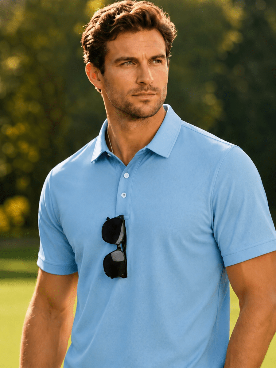 Men's UPF50+ Dry Fit Short Sleeve Performance Golf Polo Work Shirt