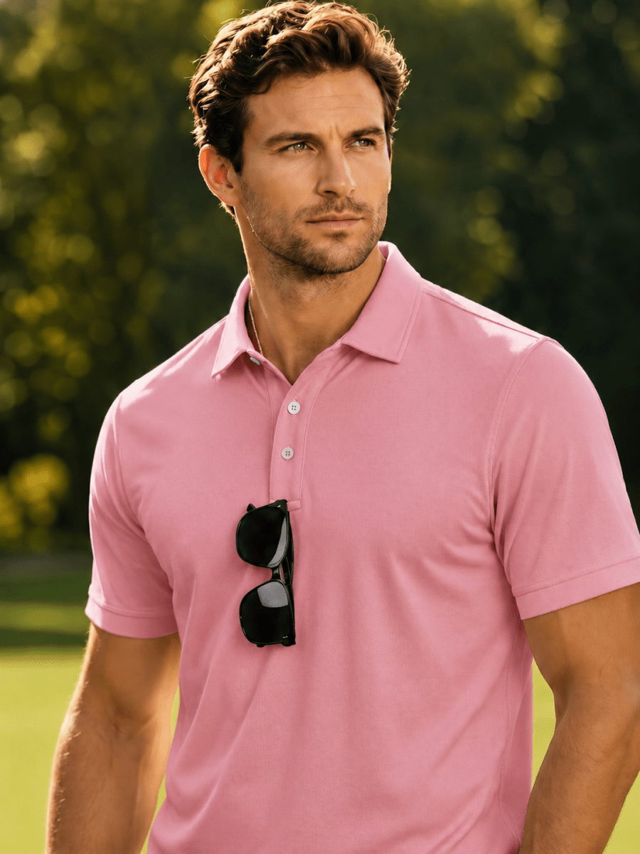 Men's UPF50+ Dry Fit Short Sleeve Performance Golf Polo Work Shirt