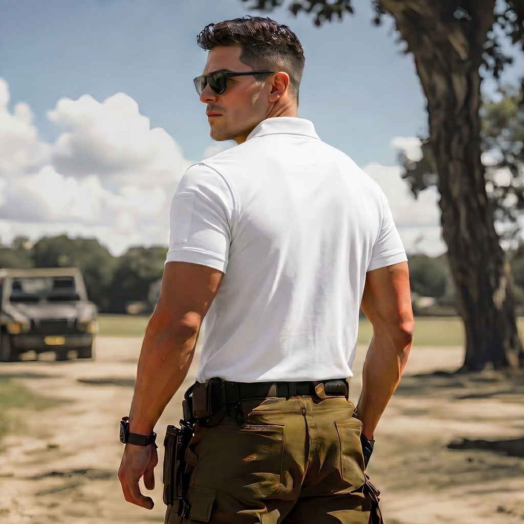 Men's Dry Fit UPF 50+ Golf Workwear Tactical Polo Shirt