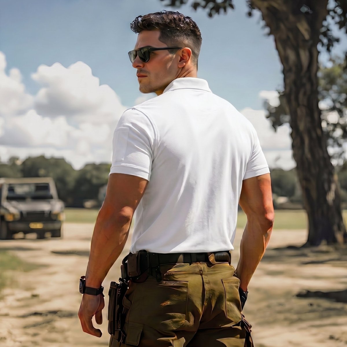 Men's Dry Fit UPF 50+ Golf Workwear Tactical Polo Shirt