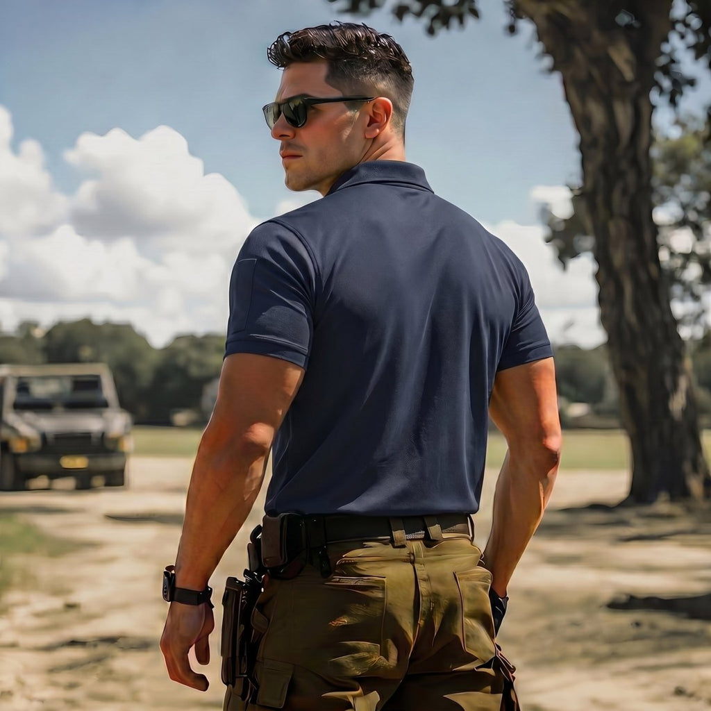 Men's Dry Fit UPF 50+ Golf Workwear Tactical Polo Shirt
