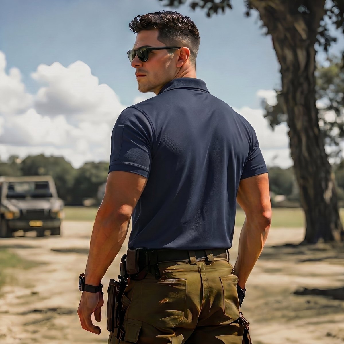 Men's Dry Fit UPF 50+ Golf Workwear Tactical Polo Shirt