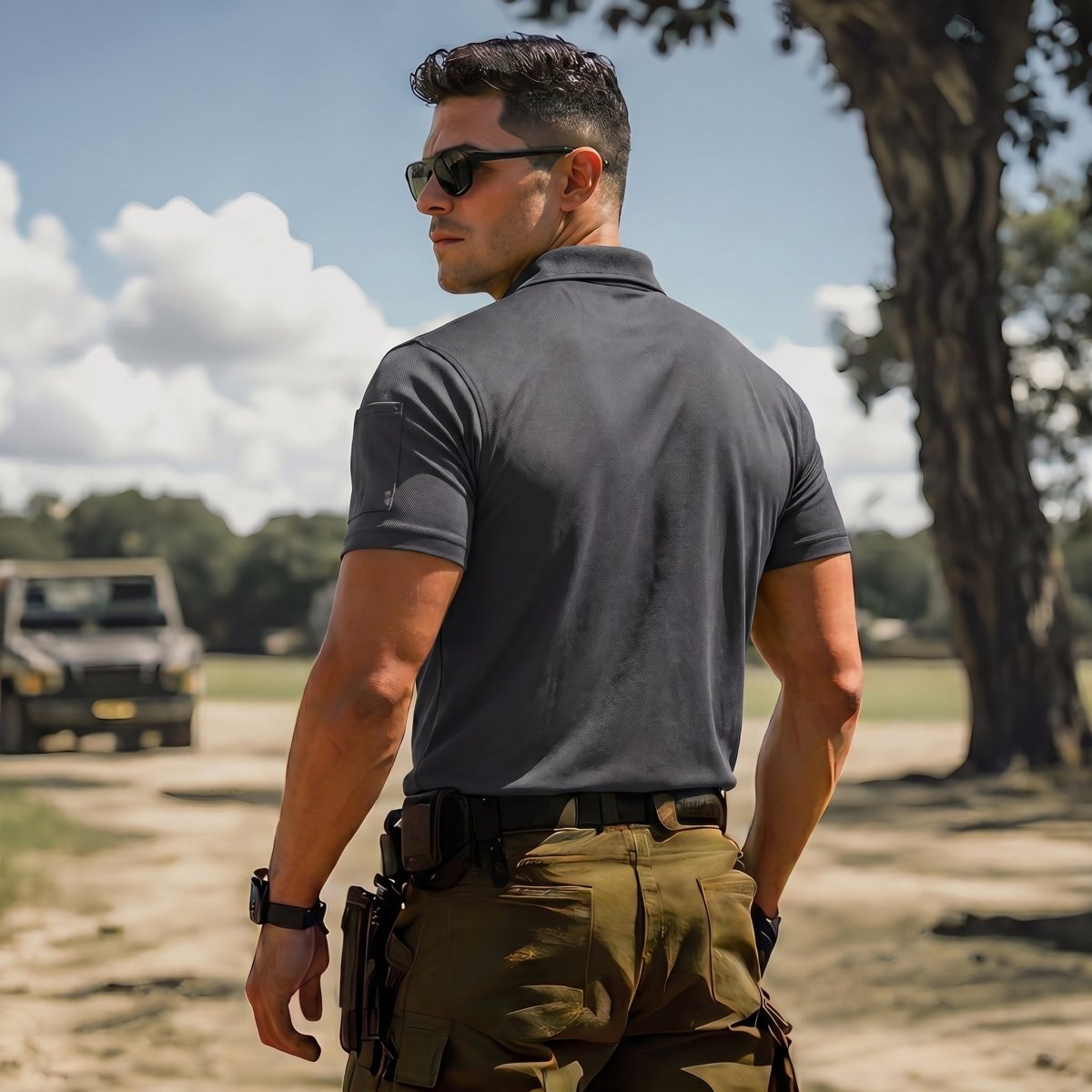 Men's Dry Fit UPF 50+ Golf Workwear Tactical Polo Shirt