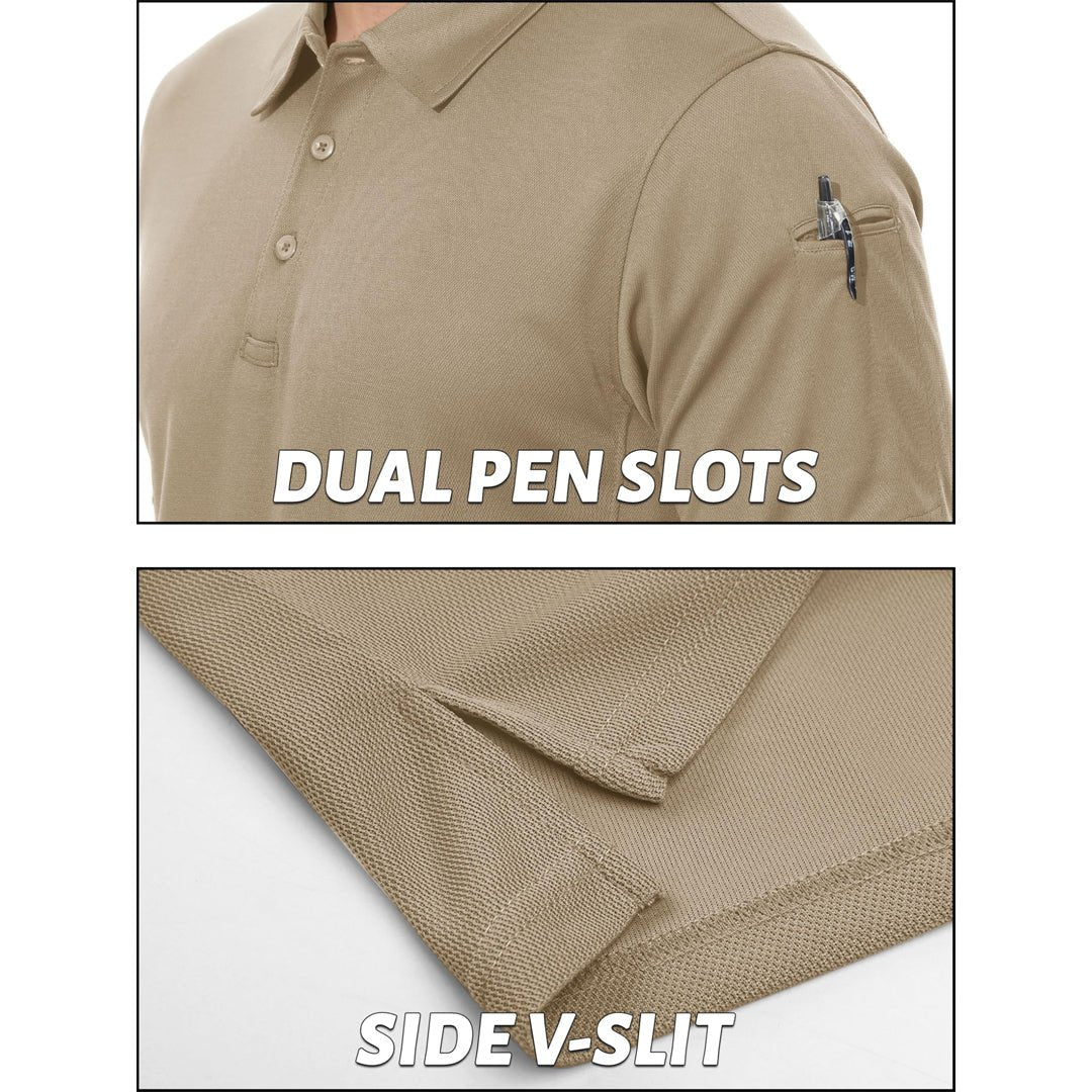 Men's Dry Fit UPF 50+ Golf Workwear Tactical Polo Shirt