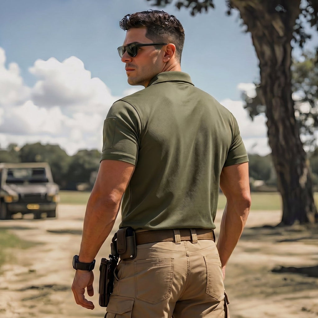 Men's Dry Fit UPF 50+ Golf Workwear Tactical Polo Shirt