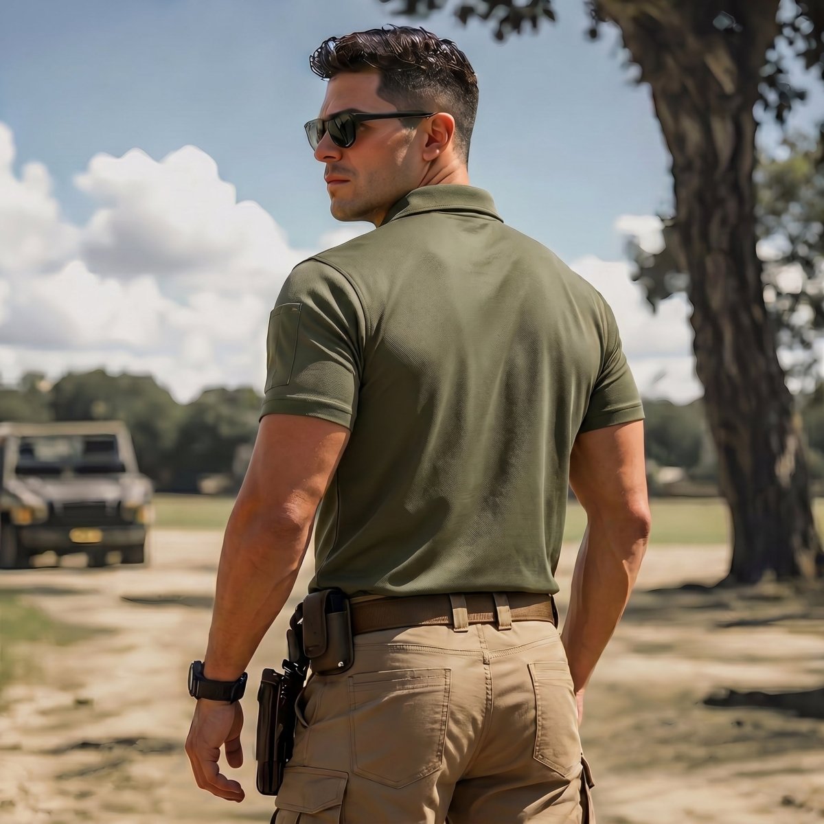 Men's Dry Fit UPF 50+ Golf Workwear Tactical Polo Shirt