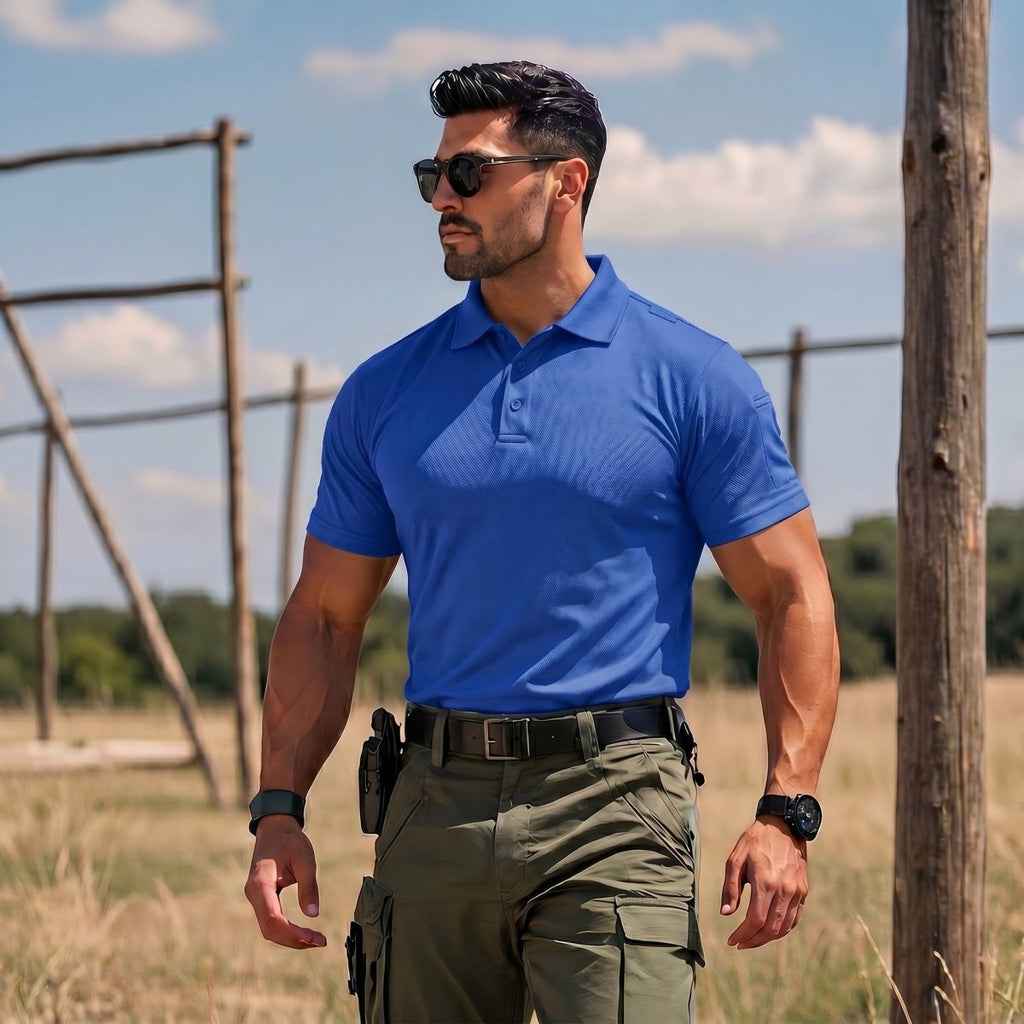 Men's Dry Fit UPF 50+ Golf Workwear Tactical Polo Shirt